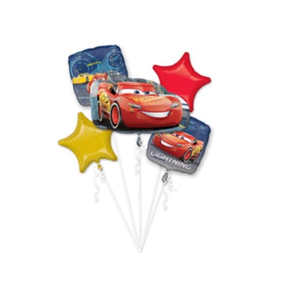 Disney Pixar Cars 3 Balloon Bouquet – Lightning McQueen Party Decor (5 Balloons) - Picture 5 of 10
